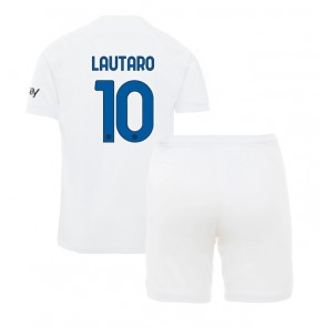 Inter Milan Lautaro Martinez #10 Koszulka Wyjazdowych Dziecięca 2023-24 Krótki Rękaw (+ Krótkie spodenki)